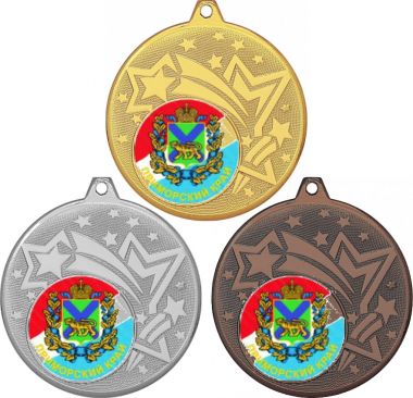 Комплект медалей №1199-1274 (Гербы регионов, диаметр 45 мм (Три медали плюс три жетона для вклейки) Место для вставок: обратная сторона диаметр 40 мм)