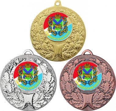 Комплект медалей №1199-192 (Гербы регионов, диаметр 50 мм (Три медали плюс три жетона для вклейки) Место для вставок: обратная сторона диаметр 45 мм)