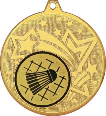 Медаль №12-1274 (Бадминтон, диаметр 45 мм (Медаль цвет золото плюс жетон для вклейки) Место для вставок: обратная сторона диаметр 40 мм)
