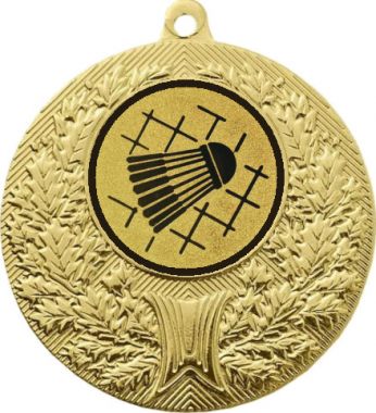 Медаль №12-192 (Бадминтон, диаметр 50 мм (Медаль цвет золото плюс жетон для вклейки) Место для вставок: обратная сторона диаметр 45 мм)