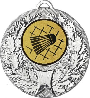 Медаль №12-192 (Бадминтон, диаметр 50 мм (Медаль цвет серебро плюс жетон для вклейки) Место для вставок: обратная сторона диаметр 45 мм)