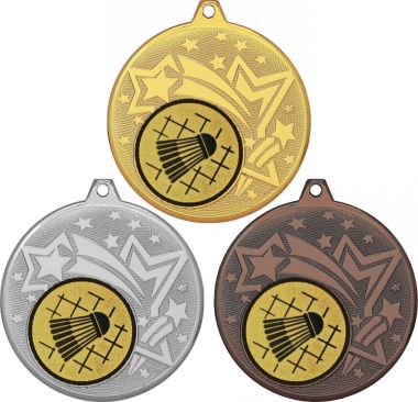 Комплект медалей №12-27 (Бадминтон, диаметр 45 мм (Три медали плюс три жетона для вклейки) Место для вставок: обратная сторона диаметр 39 мм)