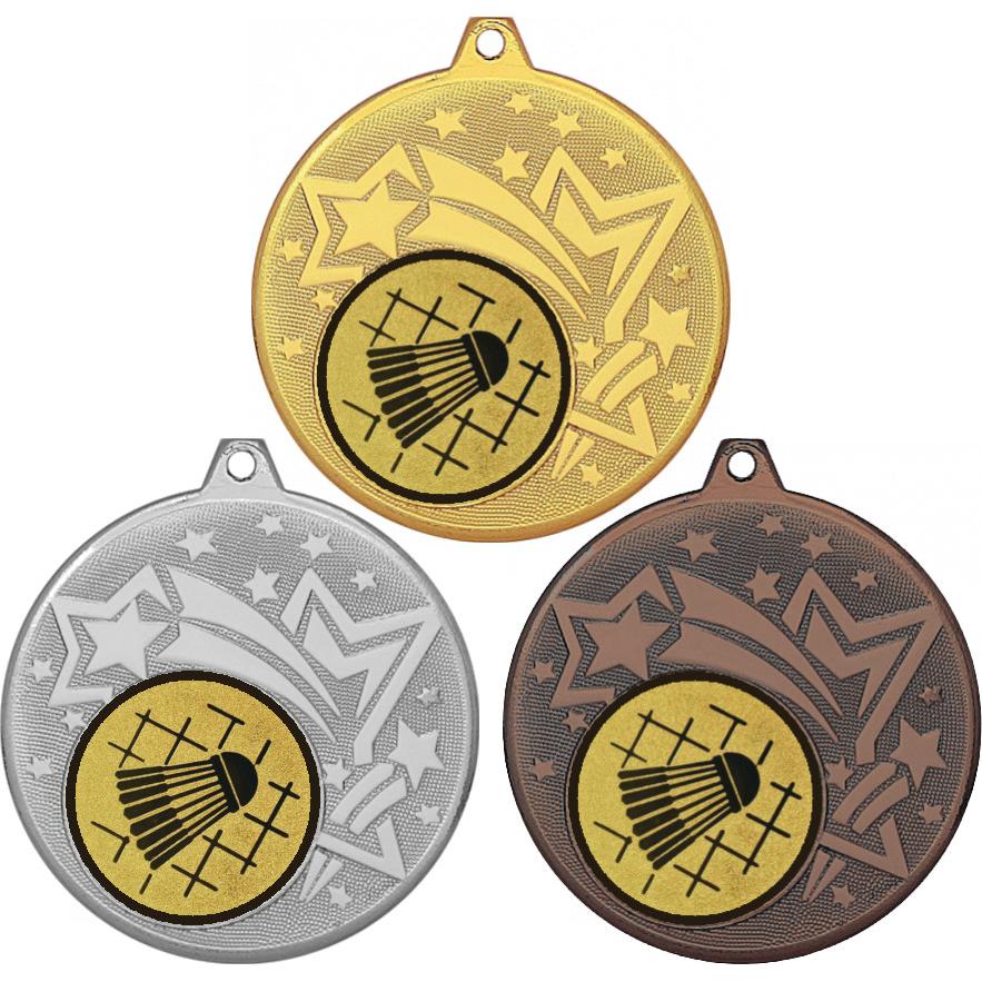 Комплект медалей №12-1274 (Бадминтон, диаметр 45 мм (Три медали плюс три жетона для вклейки) Место для вставок: обратная сторона диаметр 40 мм)