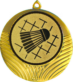 Медаль №12-1302 (Бадминтон, диаметр 56 мм (Медаль цвет золото плюс жетон для вклейки) Место для вставок: обратная сторона диаметр 50 мм)