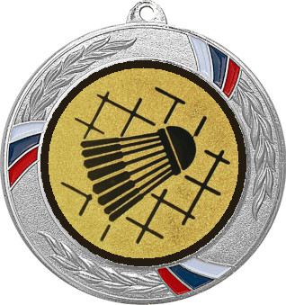 Медаль №12-1285 (Бадминтон, диаметр 70 мм (Медаль цвет серебро плюс жетон для вклейки) Место для вставок: обратная сторона диаметр 60 мм)