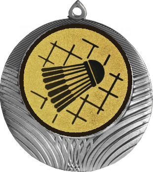Медаль №12-8 (Бадминтон, диаметр 70 мм (Медаль цвет серебро плюс жетон для вклейки) Место для вставок: обратная сторона диаметр 64 мм)