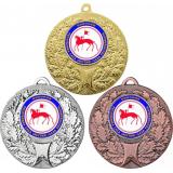 Комплект медалей №1201-192 (Гербы регионов, диаметр 50 мм (Три медали плюс три жетона для вклейки) Место для вставок: обратная сторона диаметр 45 мм)