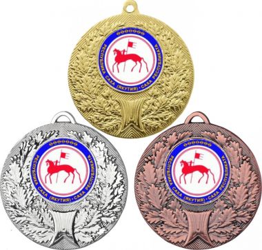 Комплект медалей №1201-192 (Гербы регионов, диаметр 50 мм (Три медали плюс три жетона для вклейки) Место для вставок: обратная сторона диаметр 45 мм)