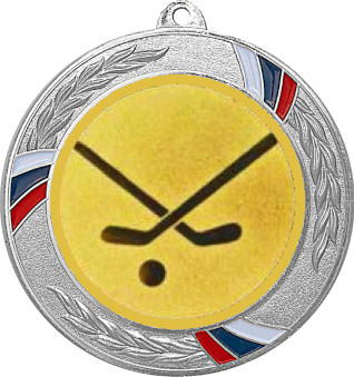 Медаль №1208-1285 (Хоккей, диаметр 70 мм (Медаль цвет серебро плюс жетон для вклейки) Место для вставок: обратная сторона диаметр 60 мм)