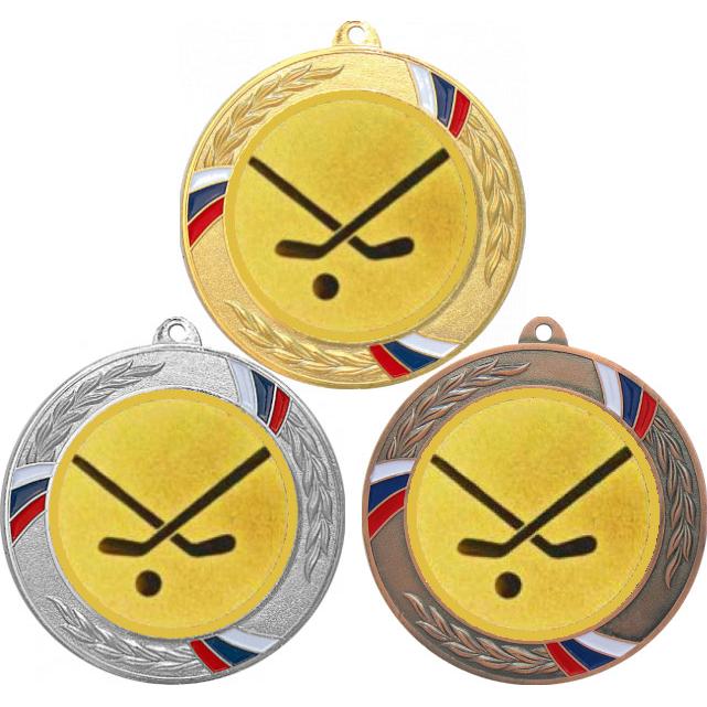 Комплект медалей №1208-1285 (Хоккей, диаметр 70 мм (Три медали плюс три жетона для вклейки) Место для вставок: обратная сторона диаметр 60 мм)