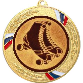 Медаль №1211-1285 (Роллерспорт, диаметр 70 мм (Медаль цвет золото плюс жетон для вклейки) Место для вставок: обратная сторона диаметр 60 мм)