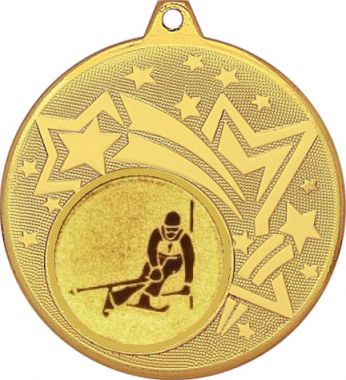 Медаль №124-27 (Лыжный спорт, диаметр 45 мм (Медаль цвет золото плюс жетон для вклейки) Место для вставок: обратная сторона диаметр 39 мм)