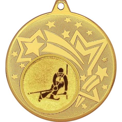 Медаль №124-1274 (Горные лыжи, диаметр 45 мм (Медаль цвет золото плюс жетон для вклейки) Место для вставок: обратная сторона диаметр 40 мм)
