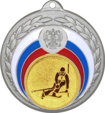 Медаль №124-196 (Лыжный спорт, диаметр 50 мм (Медаль цвет серебро плюс жетон для вклейки) Место для вставок: обратная сторона диаметр 45 мм)