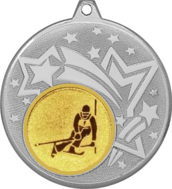 Медаль №124-27 (Лыжный спорт, диаметр 45 мм (Медаль цвет серебро плюс жетон для вклейки) Место для вставок: обратная сторона диаметр 39 мм)