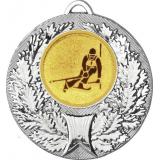 Медаль №124-192 (Лыжный спорт, диаметр 50 мм (Медаль цвет серебро плюс жетон для вклейки) Место для вставок: обратная сторона диаметр 45 мм)