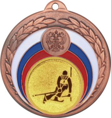 Медаль №124-196 (Лыжный спорт, диаметр 50 мм (Медаль цвет бронза плюс жетон для вклейки) Место для вставок: обратная сторона диаметр 45 мм)