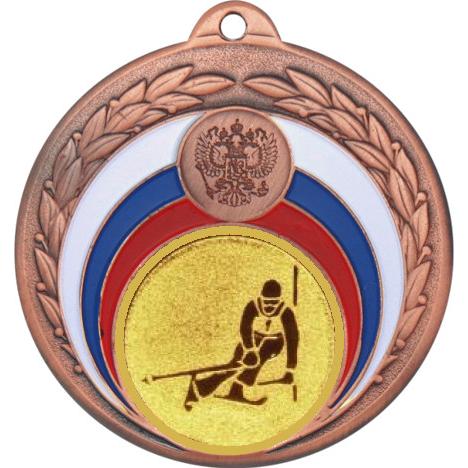 Медаль №124-196 (Горные лыжи, диаметр 50 мм (Медаль цвет бронза плюс жетон для вклейки) Место для вставок: обратная сторона диаметр 45 мм)