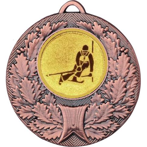 Медаль №124-192 (Горные лыжи, диаметр 50 мм (Медаль цвет бронза плюс жетон для вклейки) Место для вставок: обратная сторона диаметр 45 мм)