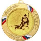 Медаль №124-1285 (Лыжный спорт, диаметр 70 мм (Медаль цвет золото плюс жетон для вклейки) Место для вставок: обратная сторона диаметр 60 мм)