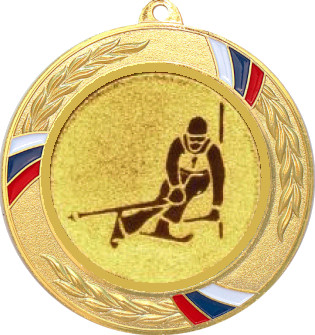 Медаль №124-1285 (Лыжный спорт, диаметр 70 мм (Медаль цвет золото плюс жетон для вклейки) Место для вставок: обратная сторона диаметр 60 мм)