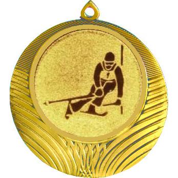 Медаль №124-1302 (Лыжный спорт, диаметр 56 мм (Медаль цвет золото плюс жетон для вклейки) Место для вставок: обратная сторона диаметр 50 мм)