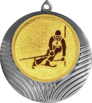 Медаль №124-1302 (Лыжный спорт, диаметр 56 мм (Медаль цвет серебро плюс жетон для вклейки) Место для вставок: обратная сторона диаметр 50 мм)