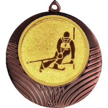 Медаль №124-8 (Горные лыжи, диаметр 70 мм (Медаль цвет бронза плюс жетон для вклейки) Место для вставок: обратная сторона диаметр 64 мм)