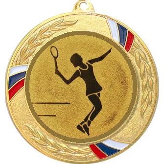 Медаль №13-1285 (Большой теннис, диаметр 70 мм (Медаль цвет золото плюс жетон для вклейки) Место для вставок: обратная сторона диаметр 60 мм)