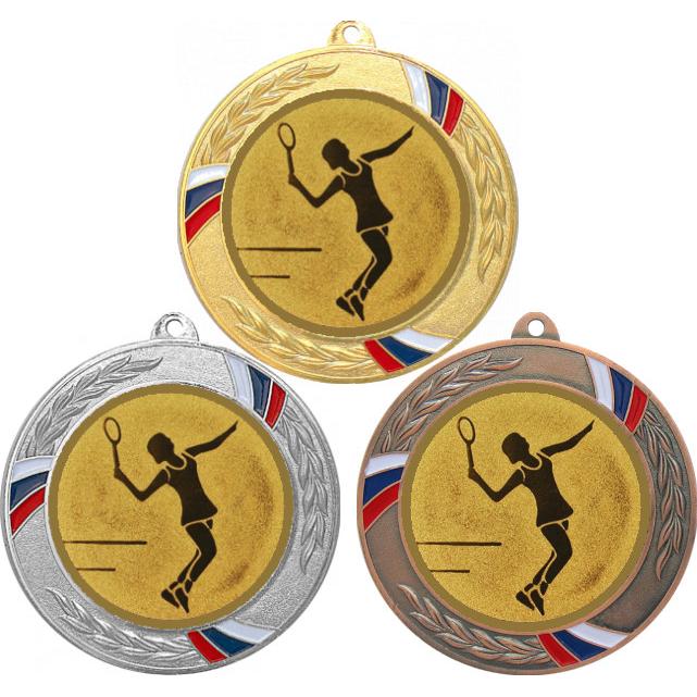 Комплект медалей №13-1285 (Большой теннис, диаметр 70 мм (Три медали плюс три жетона для вклейки) Место для вставок: обратная сторона диаметр 60 мм)