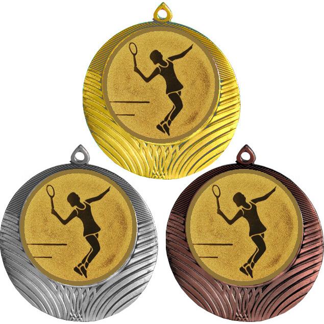 Комплект медалей №13-8 (Большой теннис, диаметр 70 мм (Три медали плюс три жетона для вклейки) Место для вставок: обратная сторона диаметр 64 мм)