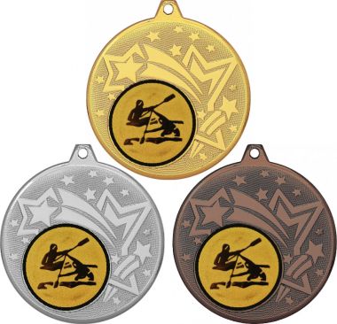 Комплект медалей №14-27 (Гребля, диаметр 45 мм (Три медали плюс три жетона для вклейки) Место для вставок: обратная сторона диаметр 39 мм)