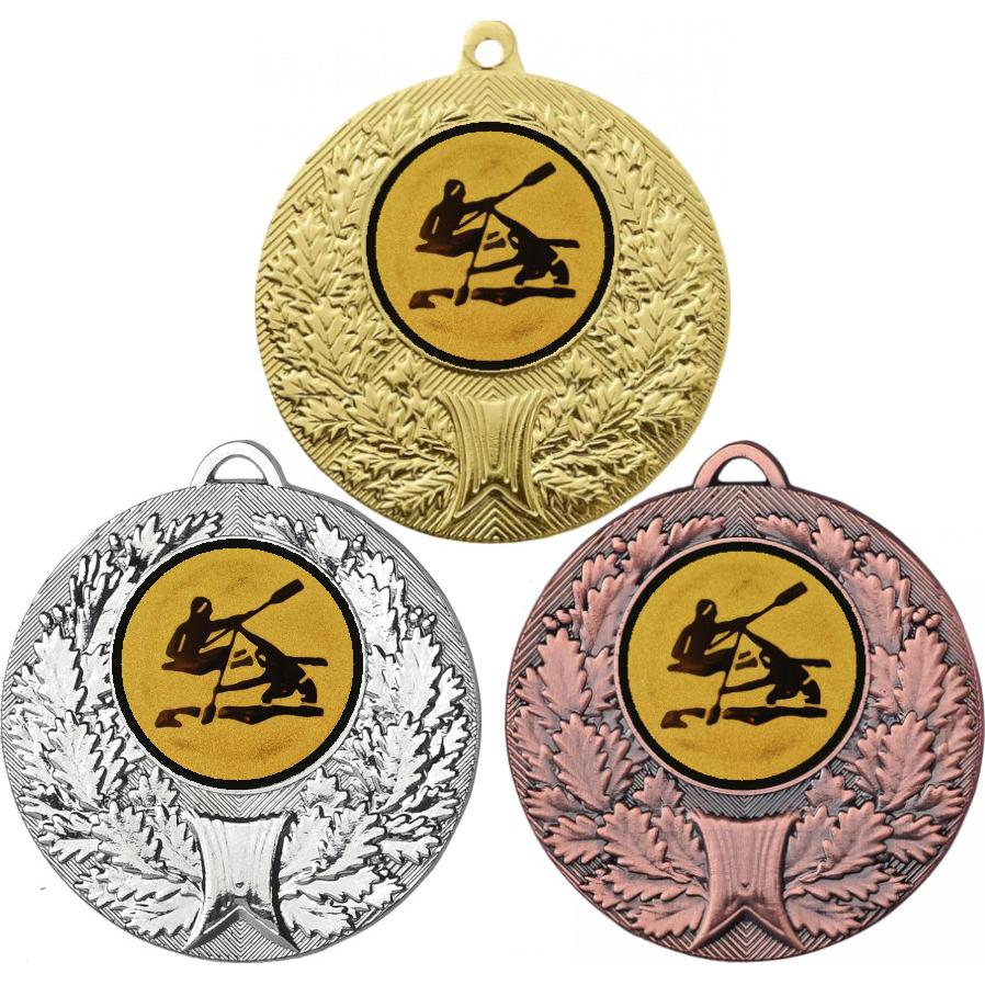 Комплект медалей №14-192 (Гребля, диаметр 50 мм (Три медали плюс три жетона для вклейки) Место для вставок: обратная сторона диаметр 45 мм)