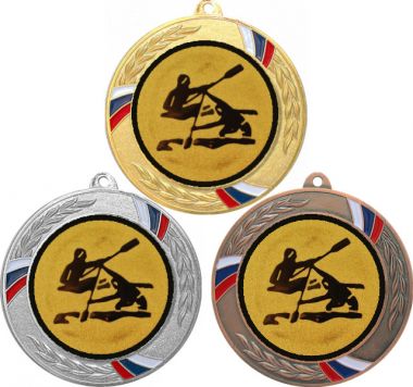 Комплект медалей №14-1285 (Гребля, диаметр 70 мм (Три медали плюс три жетона для вклейки) Место для вставок: обратная сторона диаметр 60 мм)