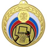Медаль №15-196 (Баскетбол, диаметр 50 мм (Медаль цвет золото плюс жетон для вклейки) Место для вставок: обратная сторона диаметр 45 мм)