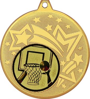 Медаль №15-27 (Баскетбол, диаметр 45 мм (Медаль цвет золото плюс жетон для вклейки) Место для вставок: обратная сторона диаметр 39 мм)