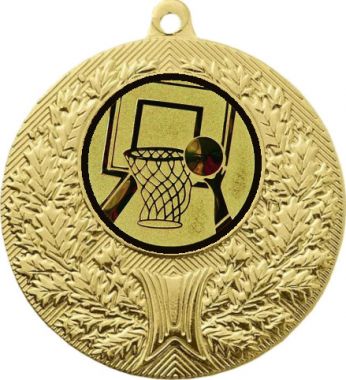 Медаль №15-192 (Баскетбол, диаметр 50 мм (Медаль цвет золото плюс жетон для вклейки) Место для вставок: обратная сторона диаметр 45 мм)