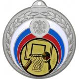 Медаль №15-196 (Баскетбол, диаметр 50 мм (Медаль цвет серебро плюс жетон для вклейки) Место для вставок: обратная сторона диаметр 45 мм)