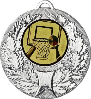 Медаль №15-192 (Баскетбол, диаметр 50 мм (Медаль цвет серебро плюс жетон для вклейки) Место для вставок: обратная сторона диаметр 45 мм)