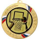 Медаль №15-1285 (Баскетбол, диаметр 70 мм (Медаль цвет золото плюс жетон для вклейки) Место для вставок: обратная сторона диаметр 60 мм)
