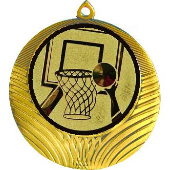 Медаль №15-8 (Баскетбол, диаметр 70 мм (Медаль цвет золото плюс жетон для вклейки) Место для вставок: обратная сторона диаметр 64 мм)