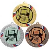 Комплект медалей №15-1285 (Баскетбол, диаметр 70 мм (Три медали плюс три жетона для вклейки) Место для вставок: обратная сторона диаметр 60 мм)