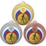 Комплект медалей №16-196 (Бег, диаметр 50 мм (Три медали плюс три жетона для вклейки) Место для вставок: обратная сторона диаметр 45 мм)