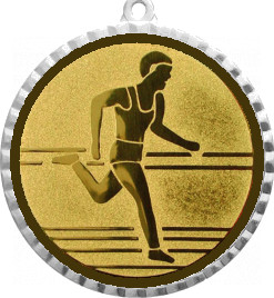 Медаль №16-1302 (Бег, диаметр 56 мм (Медаль цвет серебро плюс жетон для вклейки) Место для вставок: обратная сторона диаметр 50 мм)