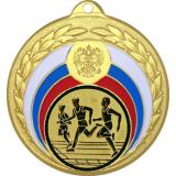 Медаль №17-196 (Бег, диаметр 50 мм (Медаль цвет золото плюс жетон для вклейки) Место для вставок: обратная сторона диаметр 45 мм)
