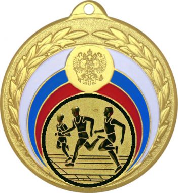 Медаль №17-196 (Бег, диаметр 50 мм (Медаль цвет золото плюс жетон для вклейки) Место для вставок: обратная сторона диаметр 45 мм)