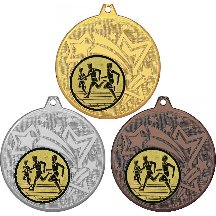 Комплект медалей №17-1274 (Бег, диаметр 45 мм (Три медали плюс три жетона для вклейки) Место для вставок: обратная сторона диаметр 40 мм)