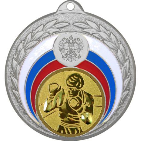 Медаль №18-196 (Бокс, диаметр 50 мм (Медаль цвет серебро плюс жетон для вклейки) Место для вставок: обратная сторона диаметр 45 мм)
