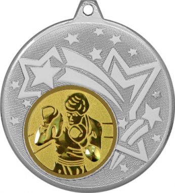Медаль №18-1274 (Бокс, диаметр 45 мм (Медаль цвет серебро плюс жетон для вклейки) Место для вставок: обратная сторона диаметр 40 мм)