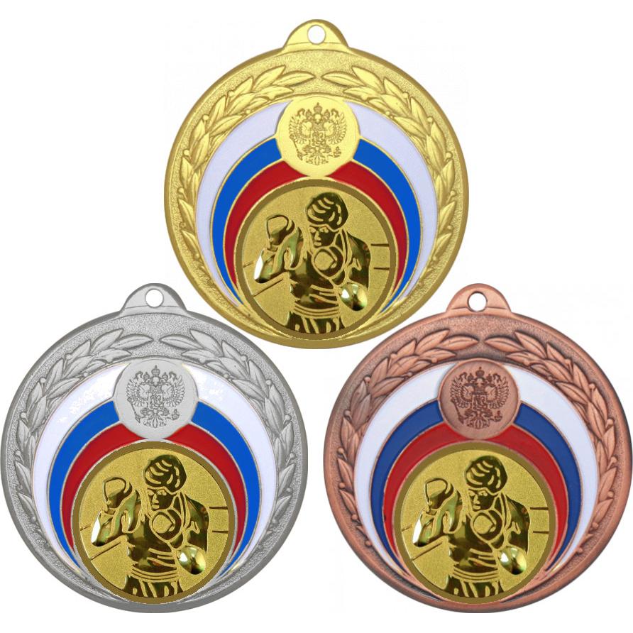 Комплект медалей №18-196 (Бокс, диаметр 50 мм (Три медали плюс три жетона для вклейки) Место для вставок: обратная сторона диаметр 45 мм)
